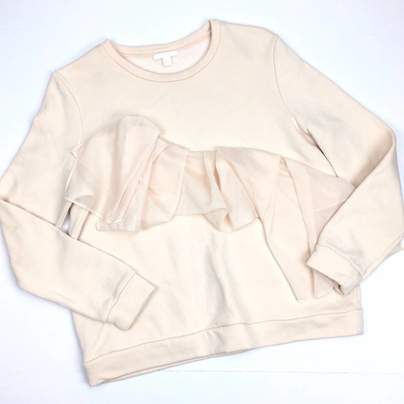 COS Ruffle Fleece Lined Petal Pink Sweater - Picture 1 of 5